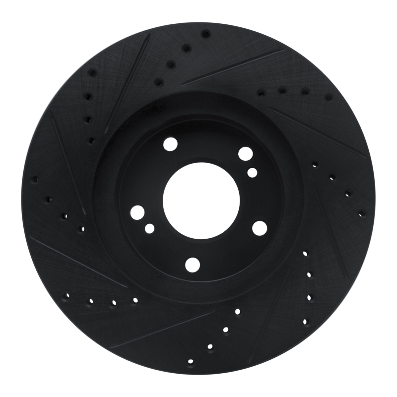 Infiniti Q45 Brake Rotor (1) - Front Right - R1 Concepts - Drilled & Slotted - Black - `97-`01